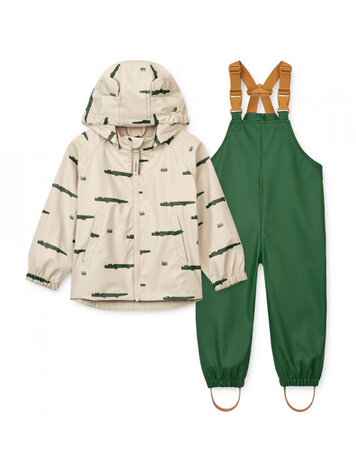 Liewood Melodi Printed Rainwear Set - Crocodile/Sandy