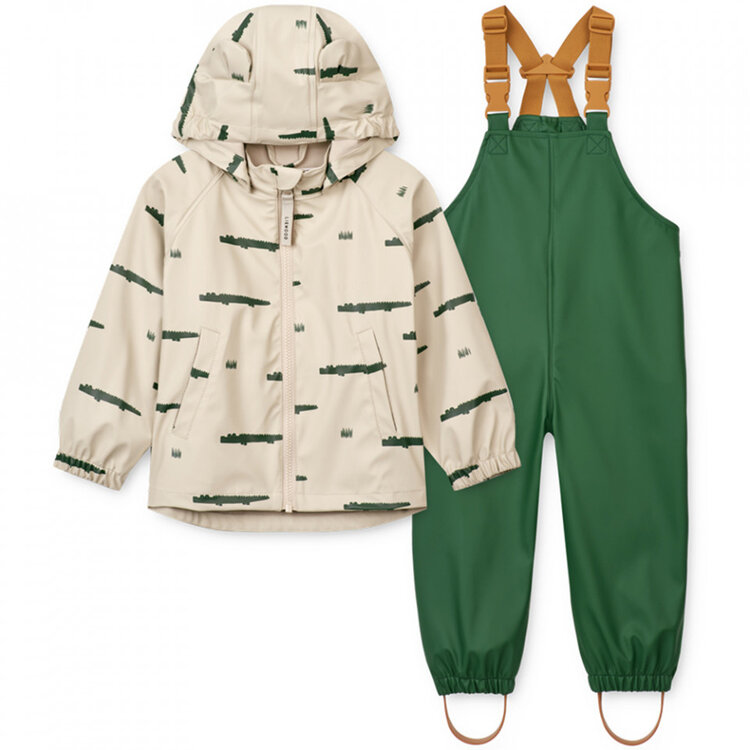 Liewood Melodi Printed Rainwear Set - Crocodile/Sandy