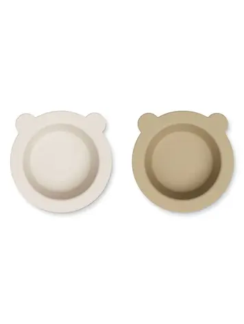 Liewood Peony Suction Bowl 2-pack - Sandy/Oat Mix
