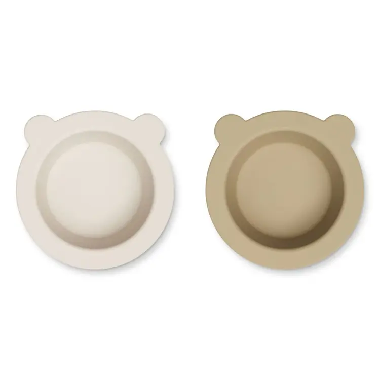 Liewood Peony Suction Bowl 2-pack - Sandy/Oat Mix