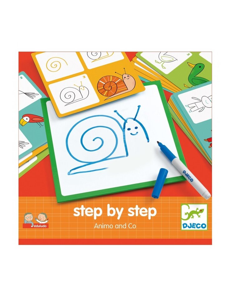 Djeco Tekenkaart - Step by Step - Animals and Co