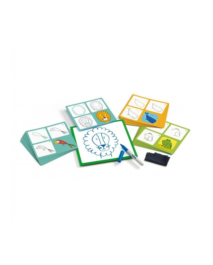 Djeco Drawing Cards - Step by step - Animals and Co