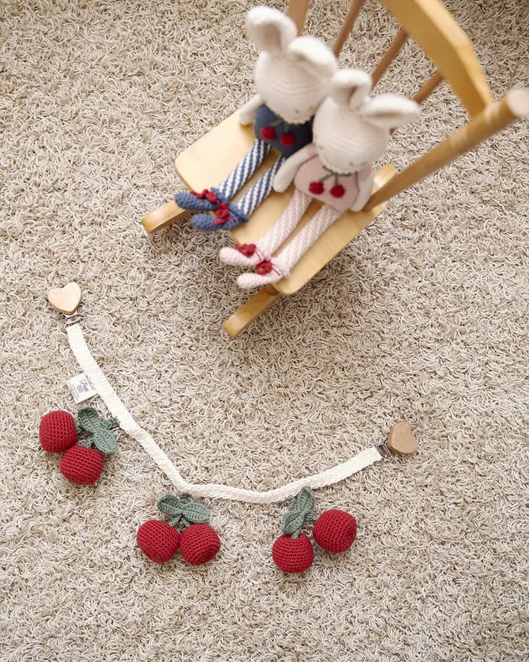 Patti Oslo Cherry Pram Chain - Cream/Red With Bell