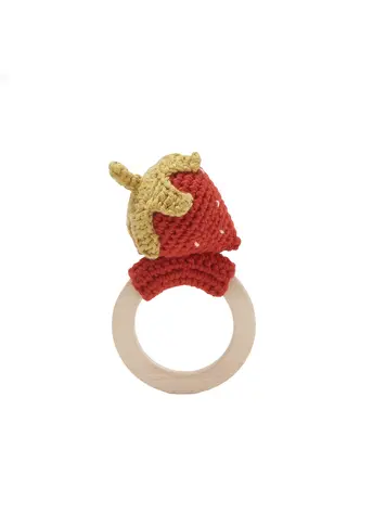 Patti Oslo Strawberry Teething Ring - Red/Burgundy
