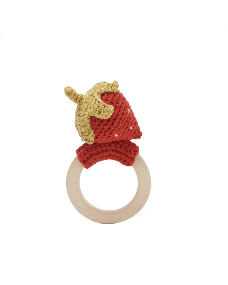 Patti Oslo Strawberry Teething Ring - Red/Burgundy