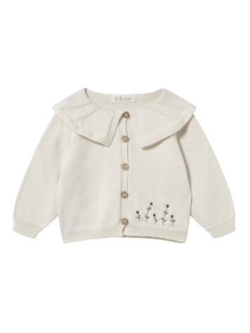 Li & Me Dalhia Embroidered Knit Cardigan - Cream