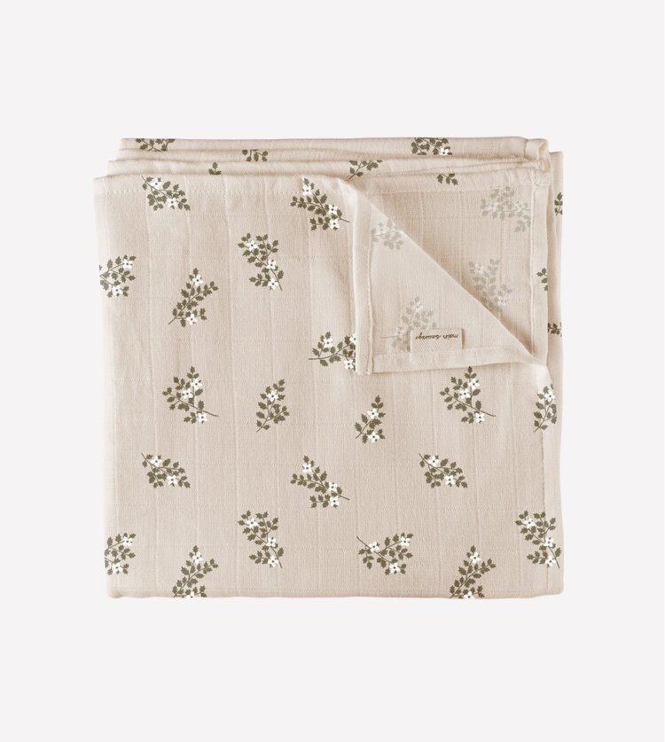 Main Sauvage Muslin Swaddle Blanket - Holly Flowers