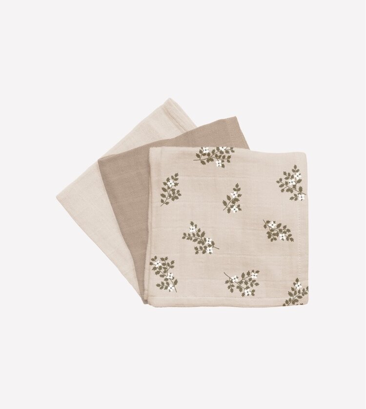 Main Sauvage 3 pack Muslin Wipes - Holly Flowers