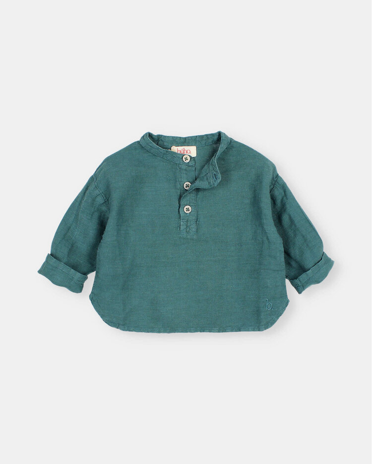 Buho Linen Kurta Shirt - Green Lake