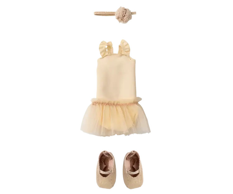 Maileg Ballet Suit And Skirt Cream, Size 2