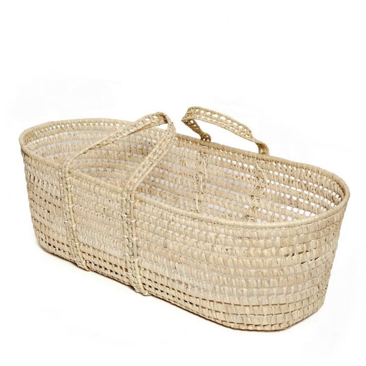 Babyshower Raffia Moses Basket & Mattres