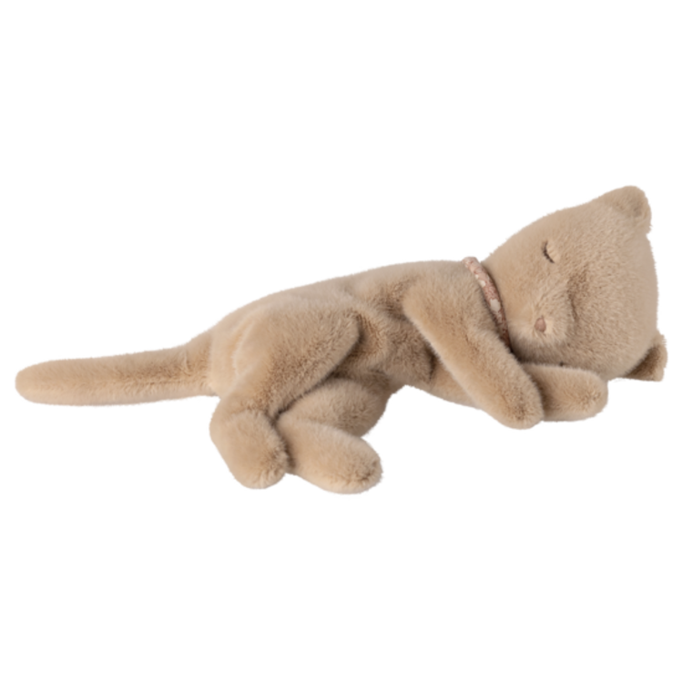 Maileg Sleeping Kitten Plush, Small - Cream Peach
