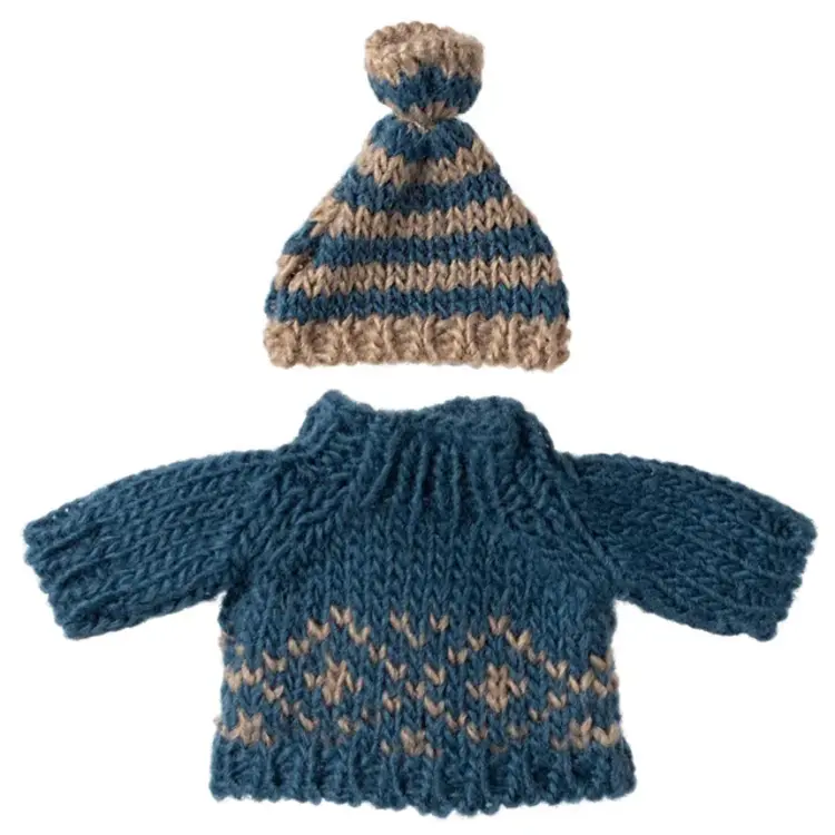 Maileg Knitted Sweater And Hat, Dad Mouse