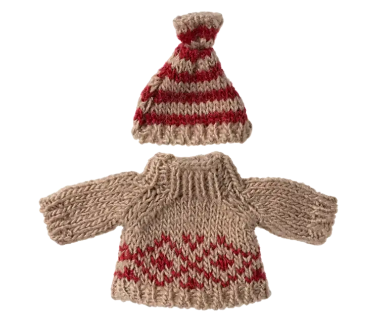 Maileg Knitted Sweater And Hat, Mum Mouse