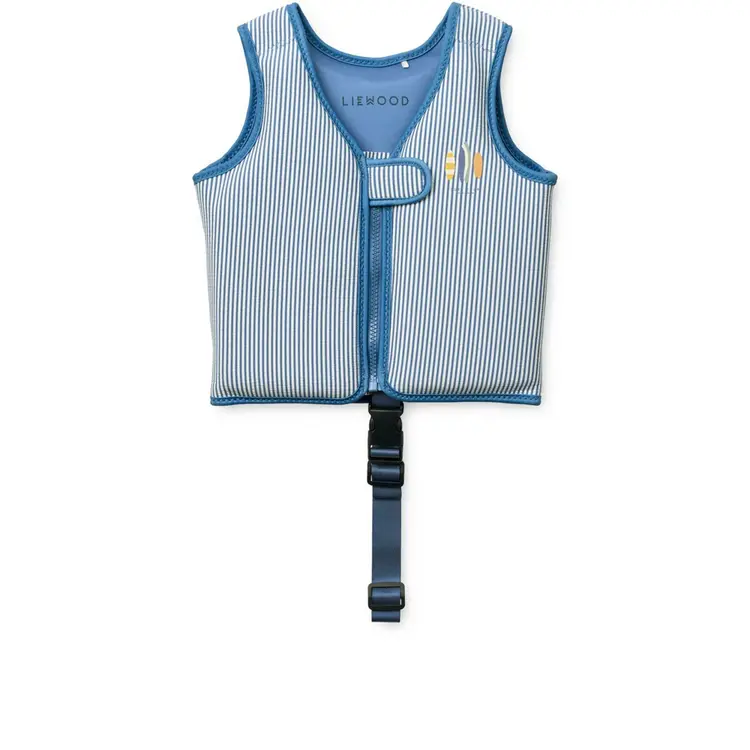 Liewood Dove Seersucker Swim Vest - Riverside/Creme de la Creme