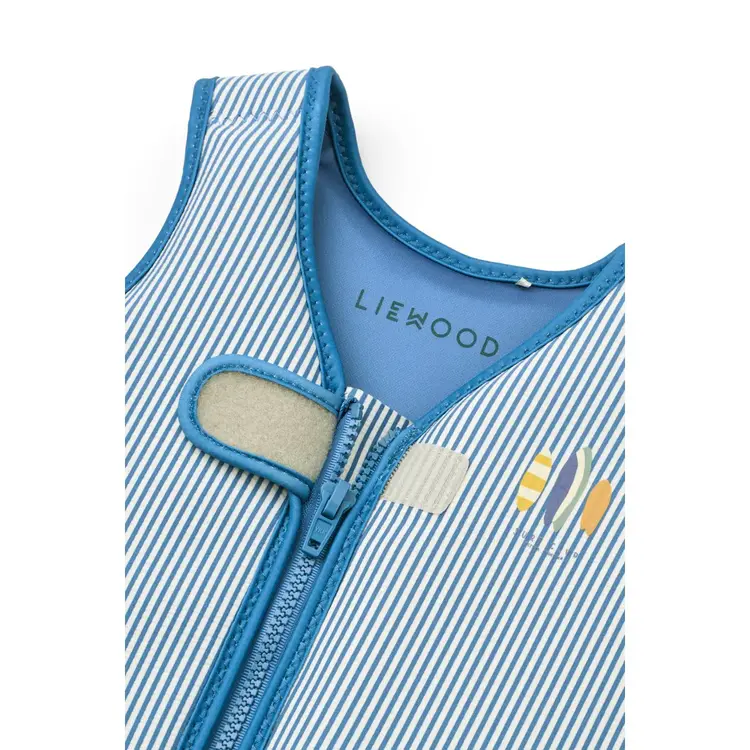 Liewood Dove Seersucker Zwemvest - Riverside/Creme de la Creme