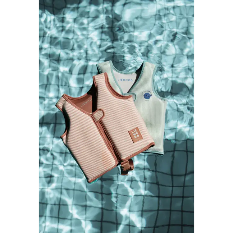 Liewood Dove Seersucker Swim Vest - Stripe Pale Tuscany/Creme de la Creme
