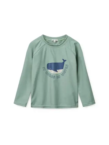 Liewood Noah Placement LS Swim Tee - It Comes In Waves/Peppermint