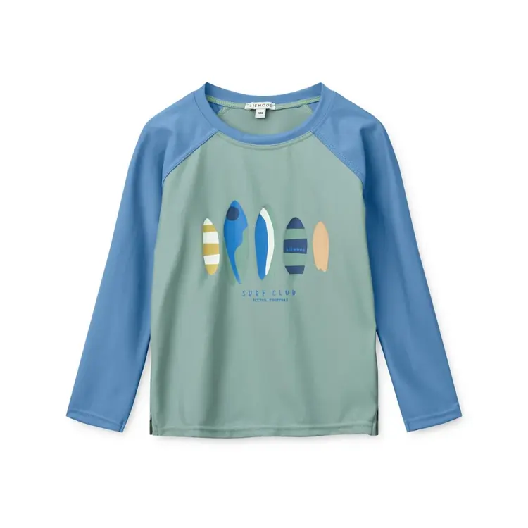 Liewood Noah Placement LS Swim Tee - Boards/Light Peppermint