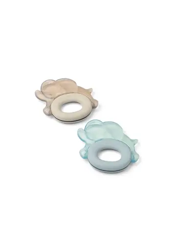 Liewood Rita Elephant Cooling Teether 2-Pack - Sandy/Dove Blue