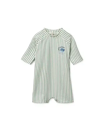 Liewood Thor Seersucker Baby Swim Jumpsuit - Peppermint/Sandy