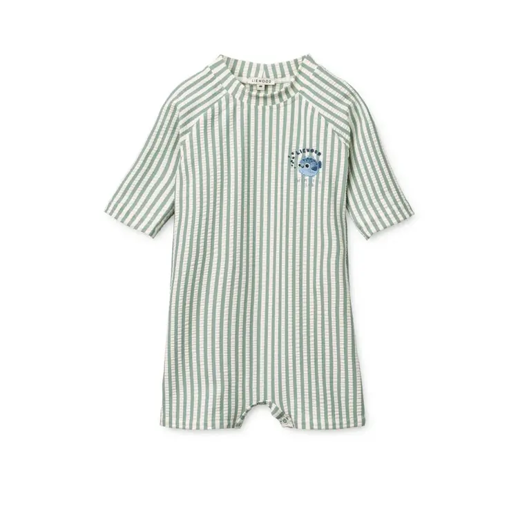 Liewood Thor Seersucker Baby Swim Jumpsuit - Peppermint/Sandy