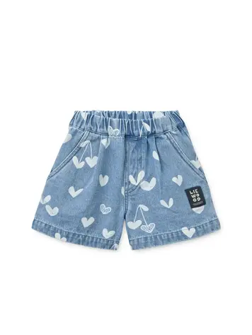 Liewood Borrisa Printed Denim Shorts - Sweethearts/Light Blue Denim
