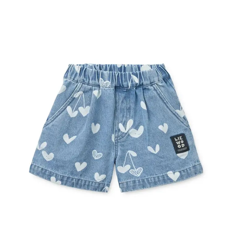 Liewood Borrisa Printed Denim Shorts - Sweethearts/Light Blue Denim