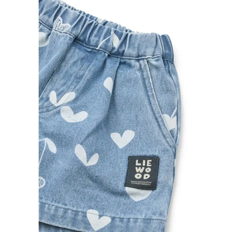 Liewood Borrisa Printed Denim Shorts - Sweethearts/Light Blue Denim