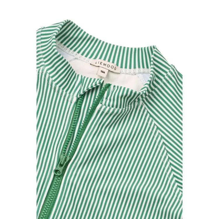 Liewood Max Stripe LS Swim Jumpsuit - Garden / Creme