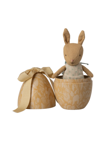 Maileg Easter Egg With Micro Rabbit, Small - Cream Yellow