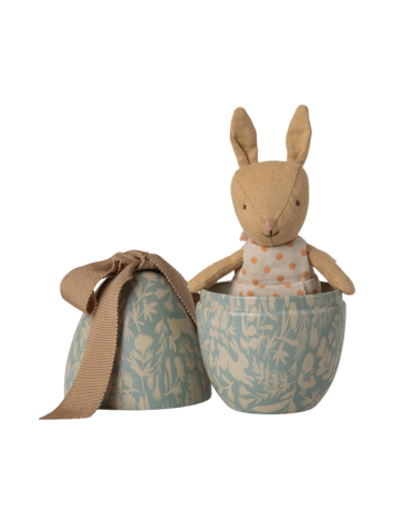 Maileg Easter Egg With Micro Rabbit, Small - Dusty Blue