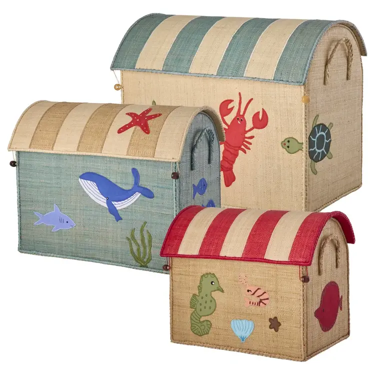 Rice Raffia Storage House - Nature - Ocean Theme - Small