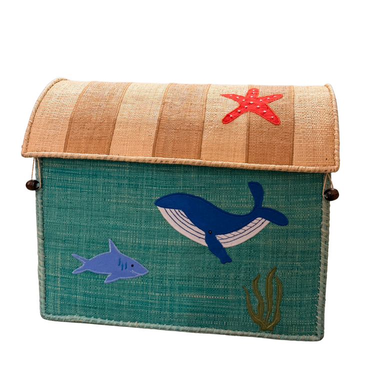 Rice Raffia Opbergdoos - Nature - Ocean Theme - Medium