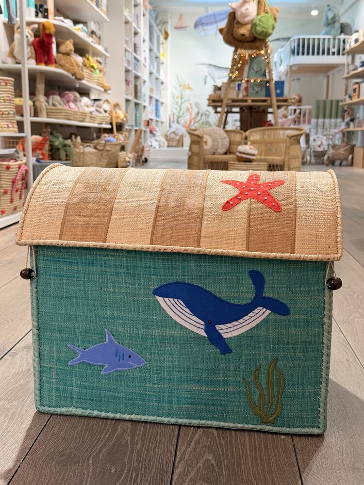 Rice Raffia Opbergdoos - Nature - Ocean Theme - Medium