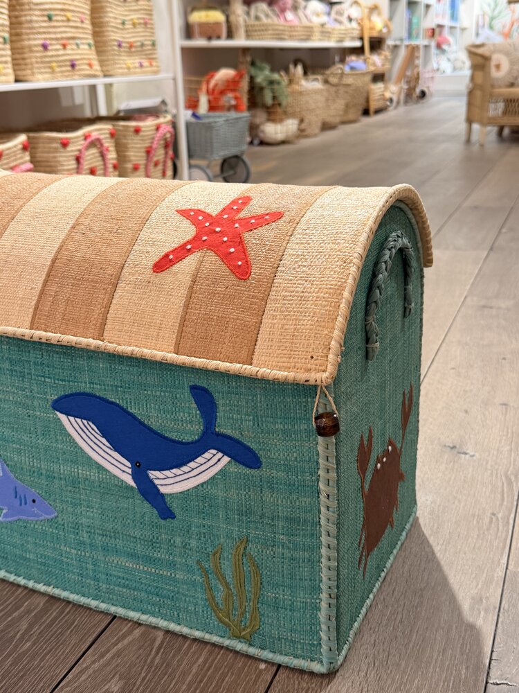 Rice Raffia Opbergdoos - Nature - Ocean Theme - Medium