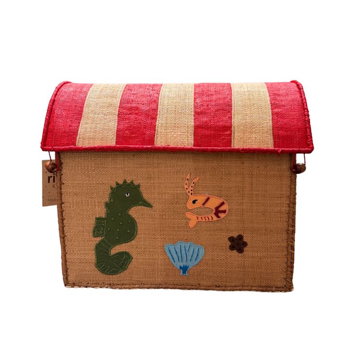 Raffia Storage House - Nature - Ocean Theme - Small