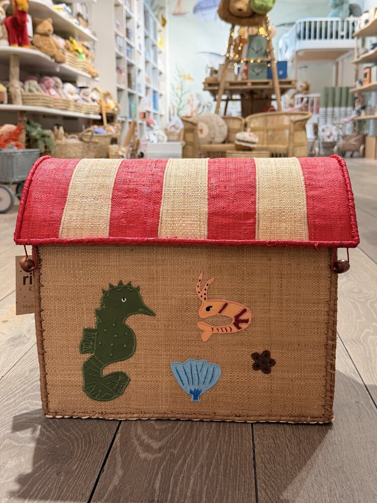 Rice Raffia Storage House - Nature - Ocean Theme - Small