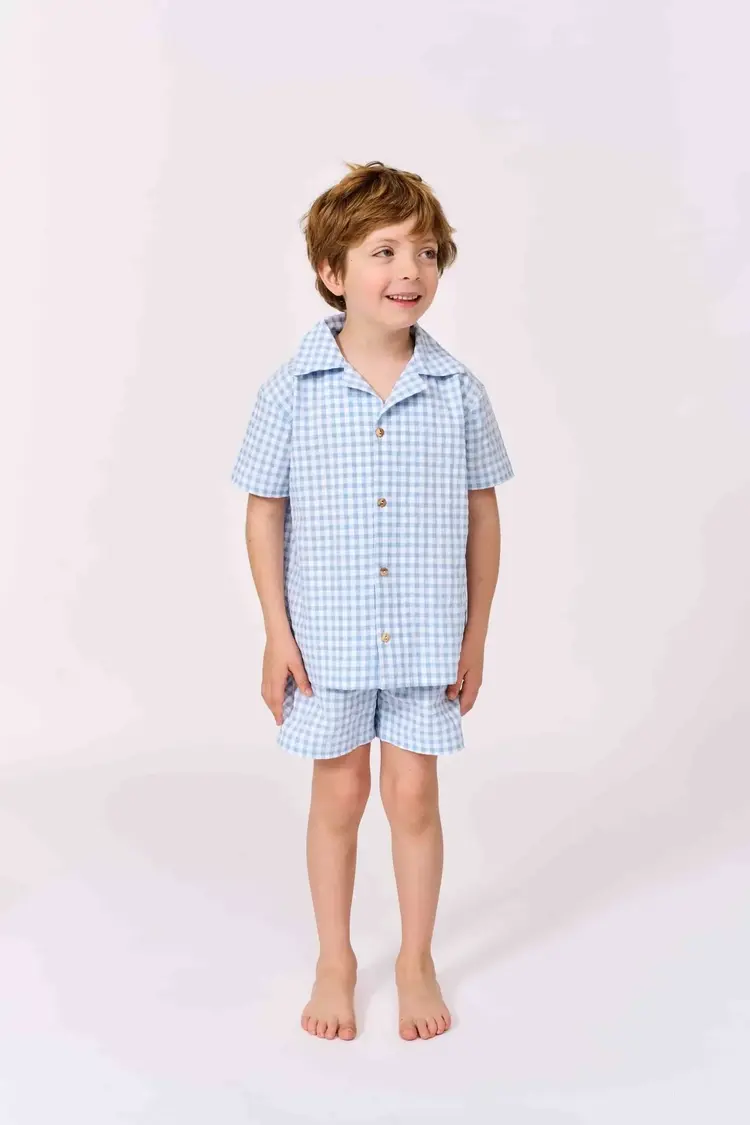 Undermonkeys Pyjama Set - Blue Vichy