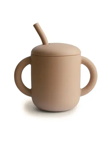 Mushie Training Cup & Straw - Natural