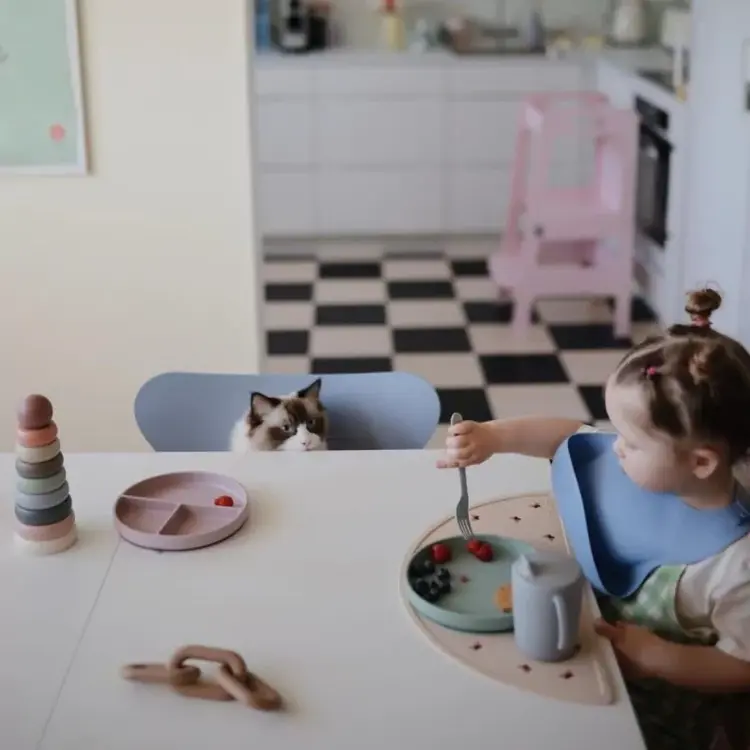 Mushie Siliconen Bord - Cambridge Blue