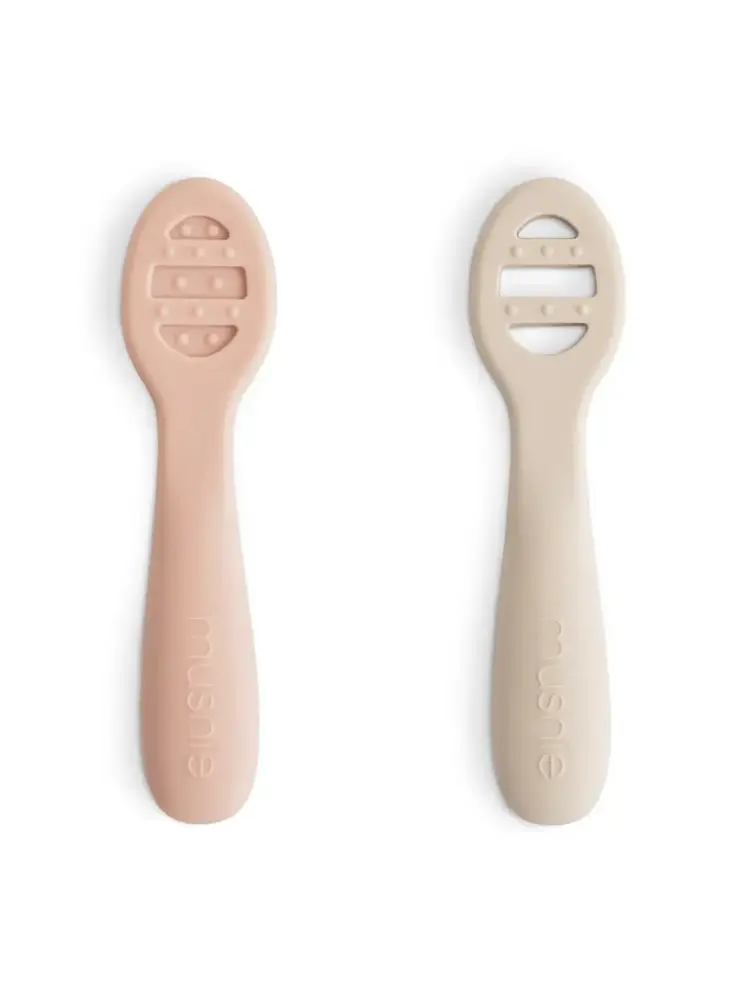 Mushie First Feeding Baby Spoon - Blush / Shifting Sand