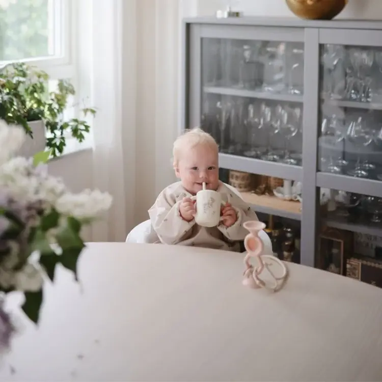 Mushie Training Beker & Rietje - Pink Flowers