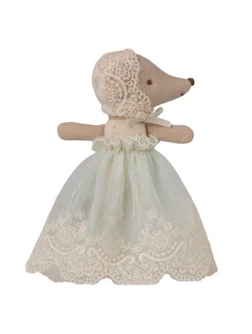 Maileg Baby Mouse In Gown - Mint