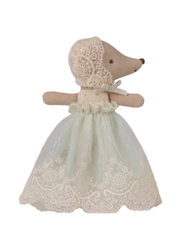 Maileg Baby Mouse In Gown - Mint