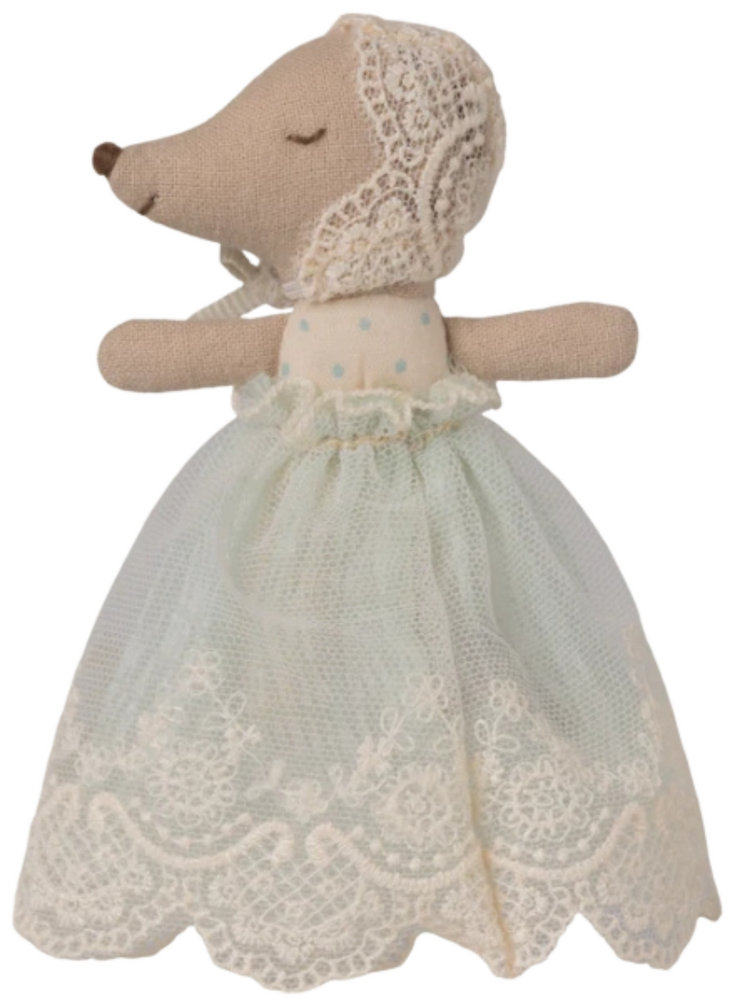 Maileg Baby Mouse In Gown - Mint