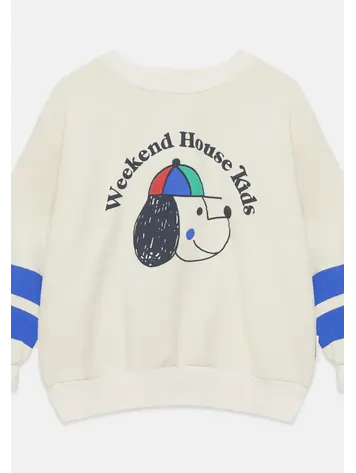 Weekend House Kids Happy Dog Striped Sweatshirt - Ecru
