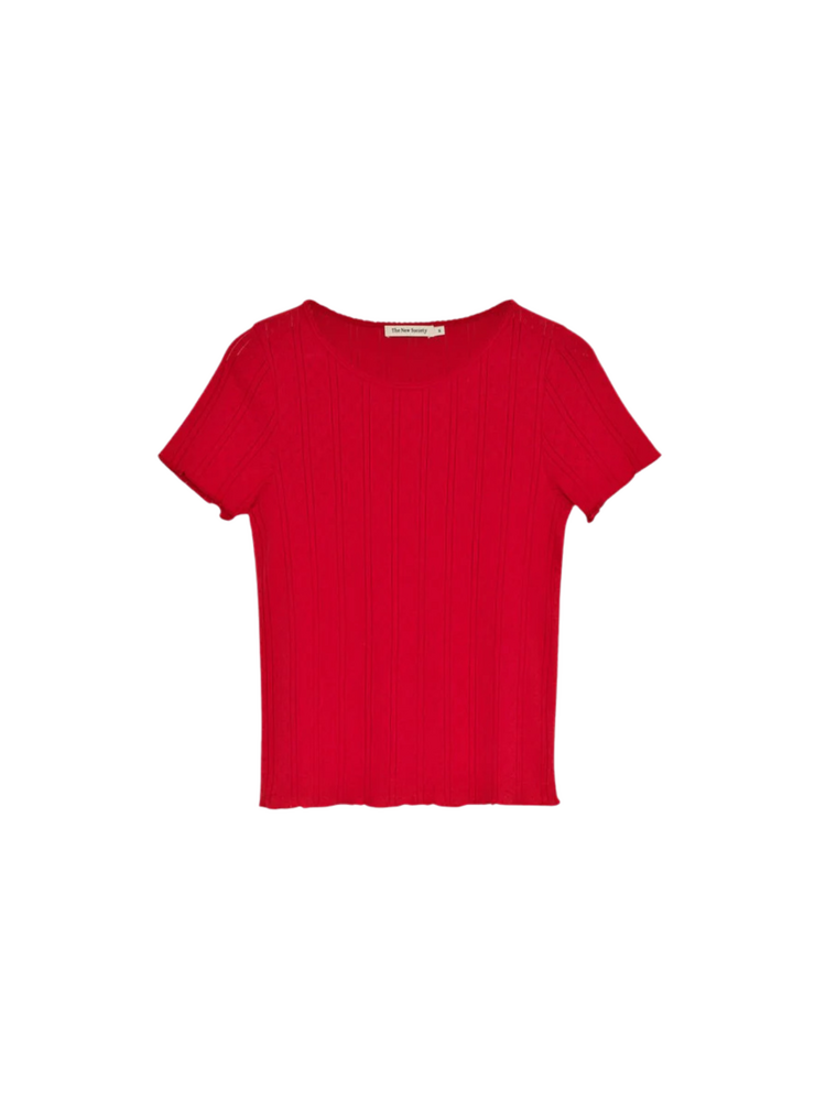 The New Society Romero Tee - Tulip Red