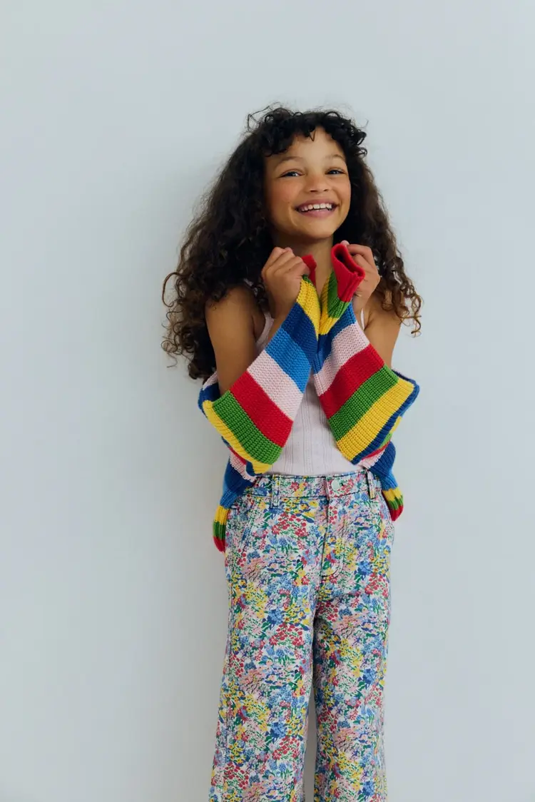 The New Society Canela Jumper - Tulip Red Multicolor Stripes