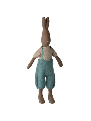 Maileg Rabbit, Size 3 - Brown - Knitted Shirt And Overall